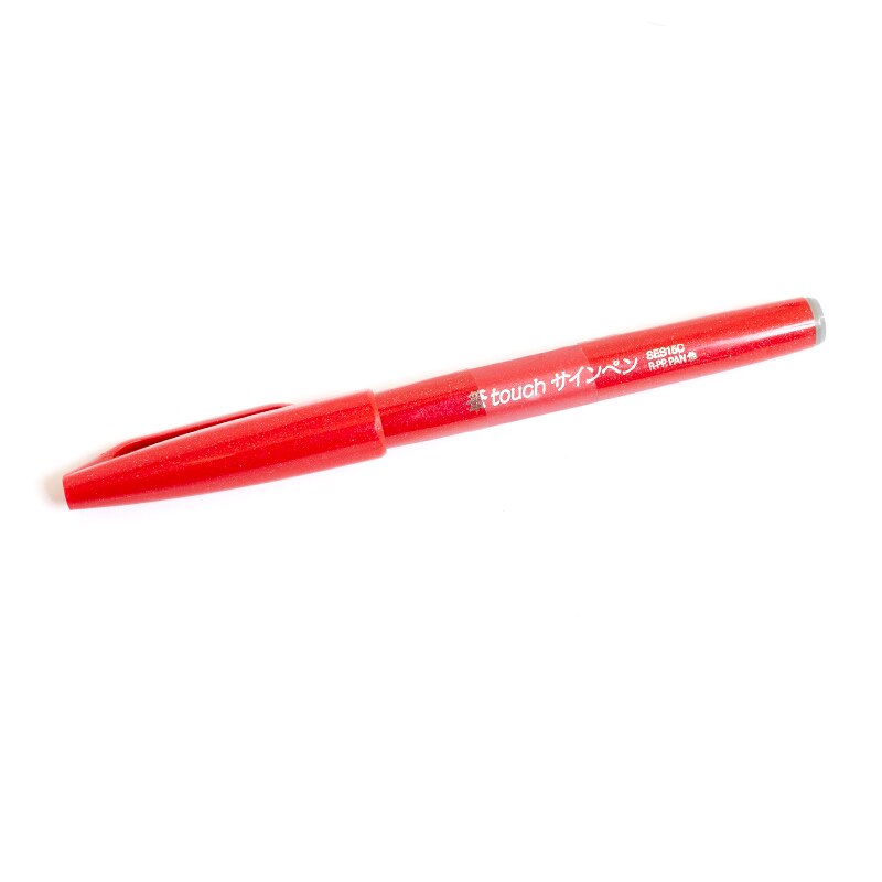 Pentel, Brush Pen, Art & School, Sign, Brush Tip, 50890, Red